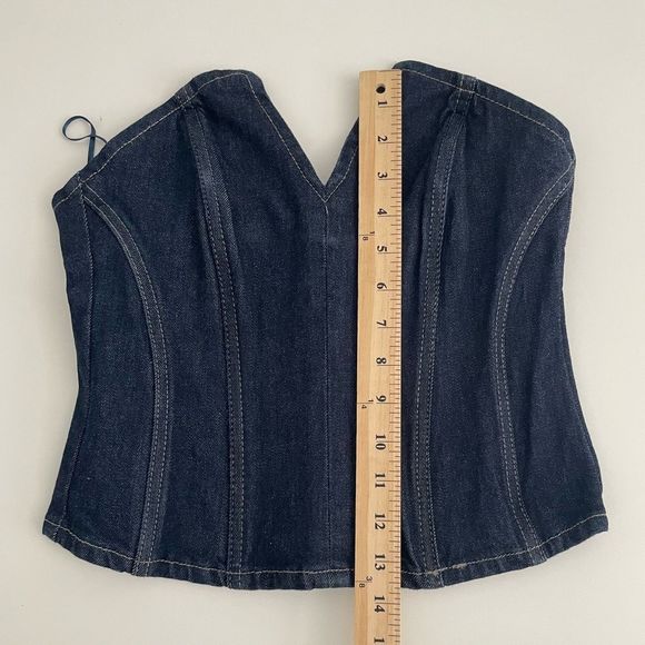 ZARA ZW DENIM CORSET WITH SLIT BLUE SIZE 2553/070/107/14 - Picture 6 of 7